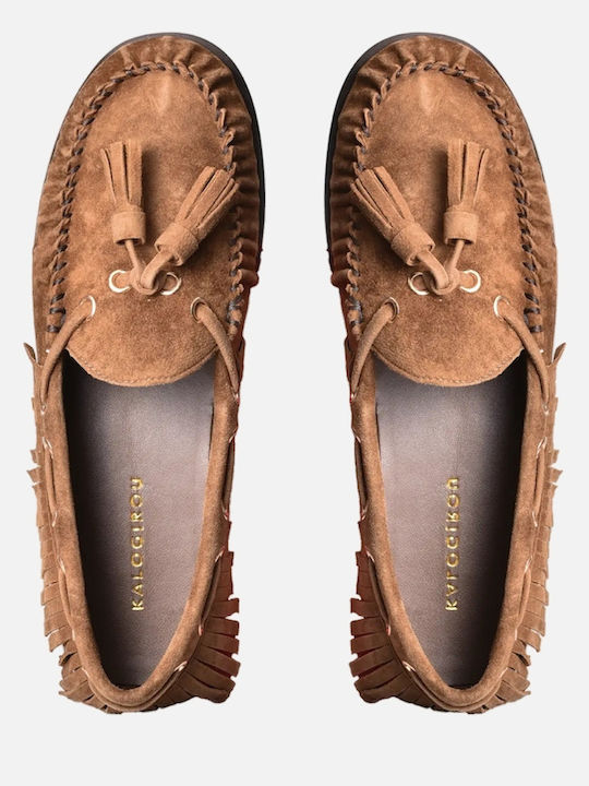 Kalogirou Leather Women's Moccasins in Brown Colour