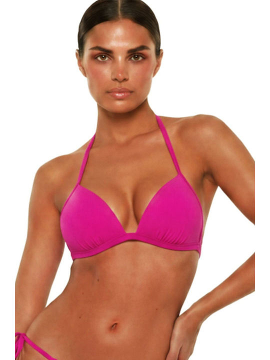 Top Bikini Τριγωνάκι C Cup με Ενίσχυση Φούξια