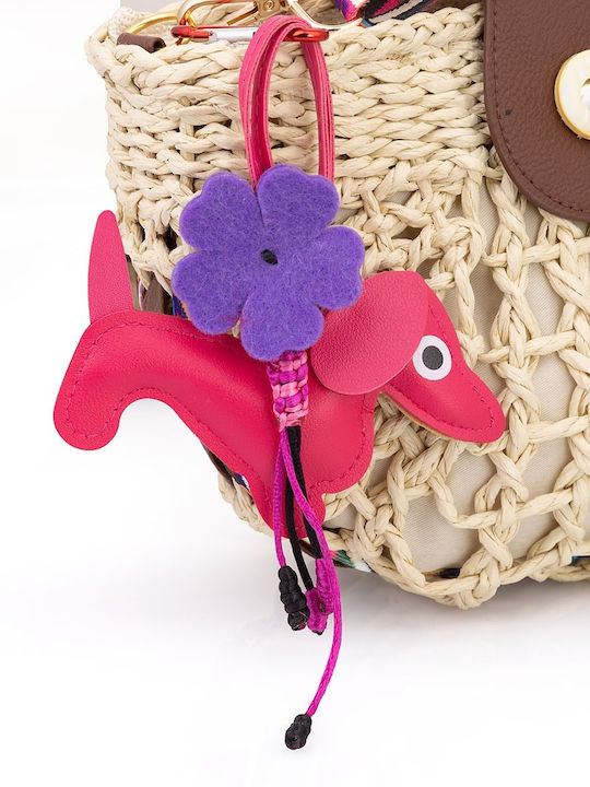 Keychain Bag Charm Large Leather Dog Dosen Red