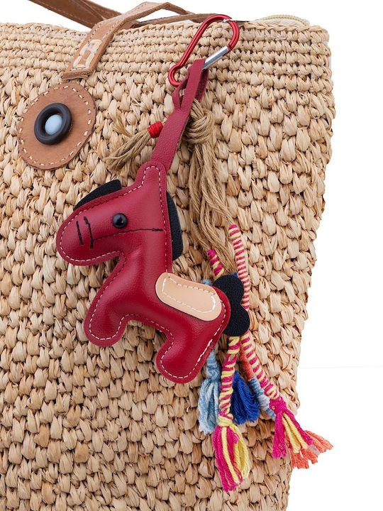 Ключодържател "Bag Charm" Unisex Голям Кожен Пони Бордо