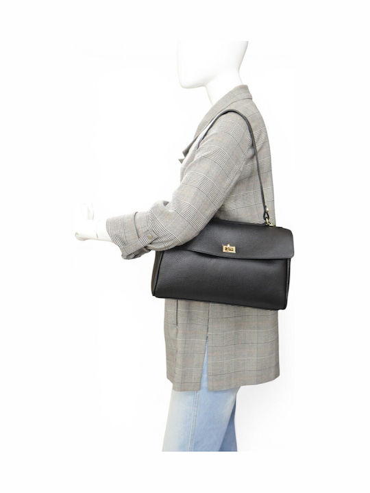 Black Leather Women's Flap Bag