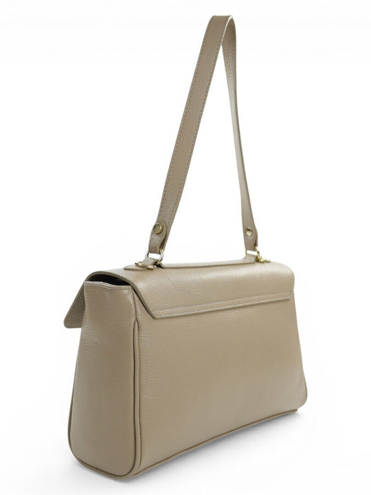 Lederschultertasche / Crossbody-Tasche für Damen Cappuccino