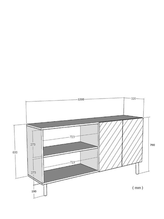 TV Stand Brown L120xD32xH79cm