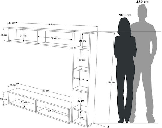 Bibliotecă Living M169xL26xÎ144cm