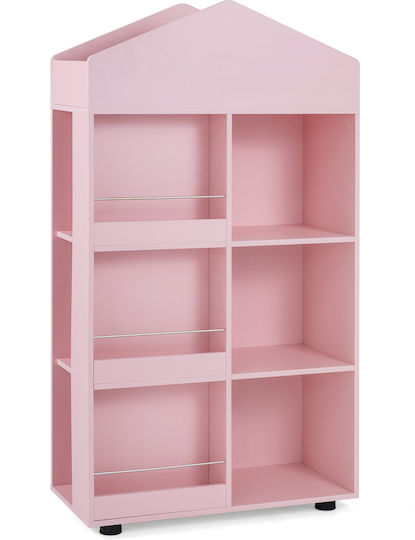 Βιβλιοθήκη Δαπέδου Ξύλινη Ροζ 116x30x64cm