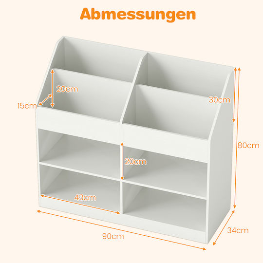 Wooden Floor Bookcase White 80x34x90cm