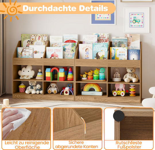 Wooden Wall Bookcase Multicolour 80x34x90cm