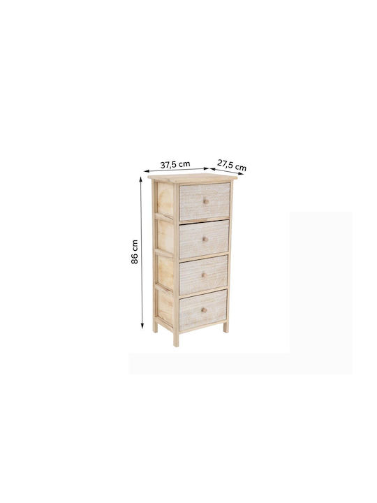 Storage Drawers from Wood with 4 Drawers L37.5xW27.5xH86cm