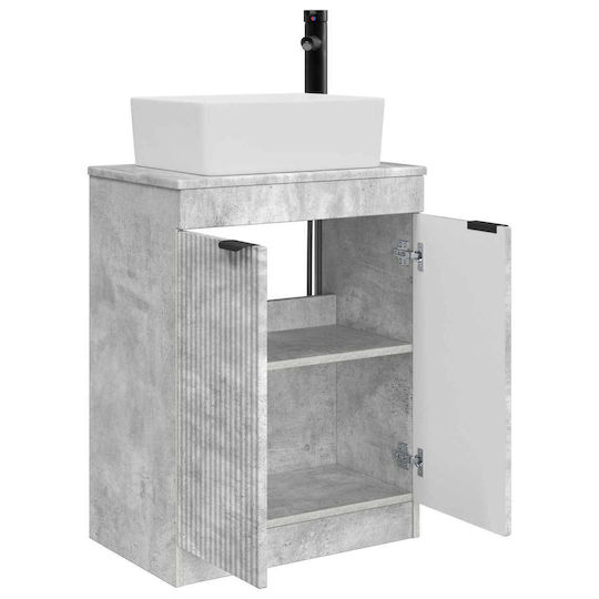 vidaXL Badezimmer Waschtisch-Einheit Ohne Waschbecken Mit Spiegel M54xB35xH83cm Graues