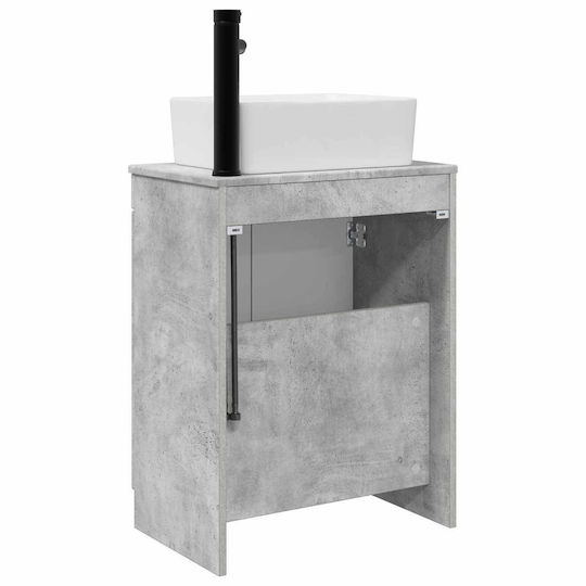 vidaXL Badezimmer Waschtisch-Einheit Ohne Waschbecken Mit Spiegel M54xB35xH83cm Graues