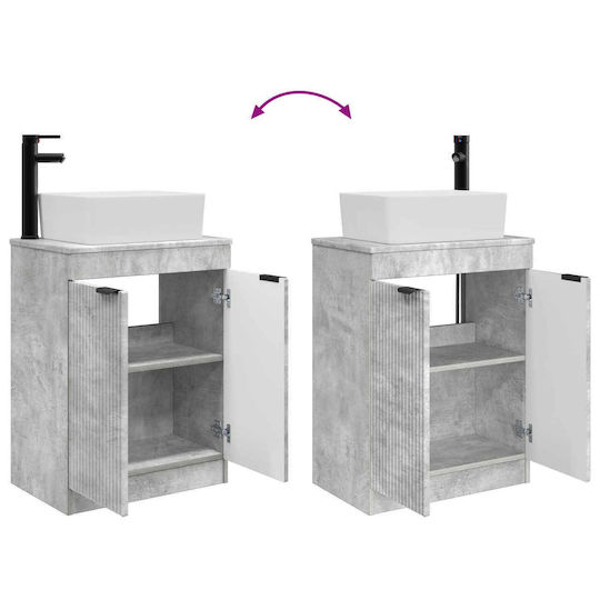 vidaXL Badezimmer Waschtisch-Einheit Ohne Waschbecken Mit Spiegel M54xB35xH83cm Graues