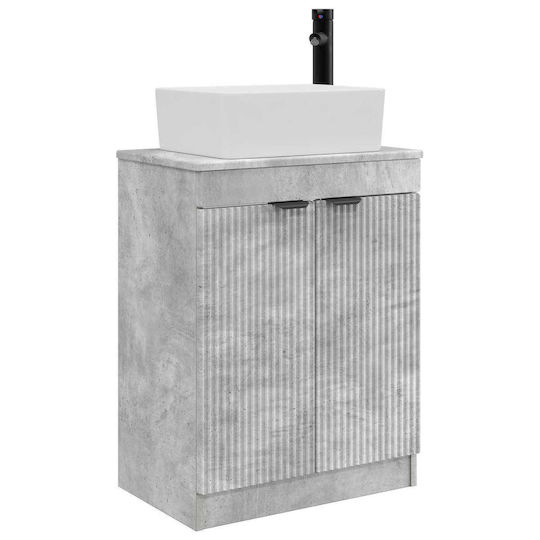 vidaXL Badezimmer Waschtisch-Einheit Ohne Waschbecken Mit Spiegel M54xB35xH83cm Graues