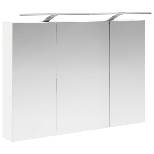 vidaXL Vanity Unit Without Sink With Mirror With Light White