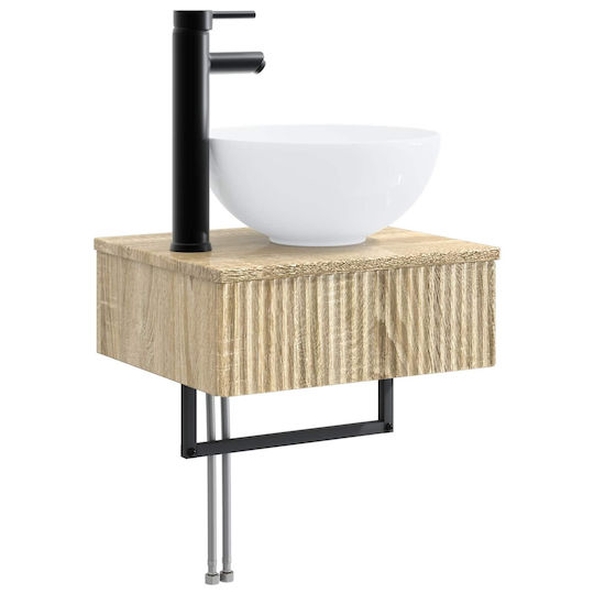 vidaXL Vanity Unit without Sink with Mirror with Light Sonoma Oak