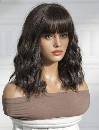 Hair Duty Wig with Synthetic Hair in Dark Chestnut Color 45cm