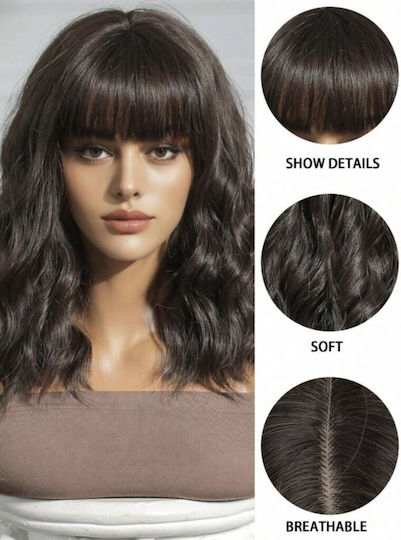 Hair Duty Wig with Synthetic Hair in Dark Chestnut Color 45cm