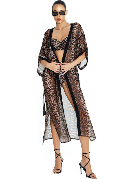 Bluepoint Γυναικείο Μακρύ Καφτάνι Παραλίας Animal Print