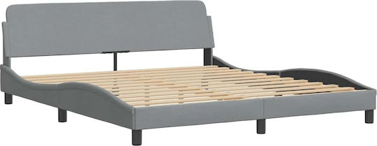King Size Upholstered Fabric Bed Light Gray with Slats for Mattress 180x200cm