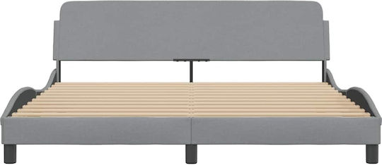 King Size Upholstered Fabric Bed Light Gray with Slats for Mattress 180x200cm