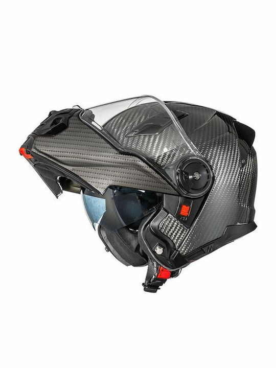 Premier Jogger U9 Carbon Motorcycle Helmet Flip-Up ECE 22.06 with Sun Visor