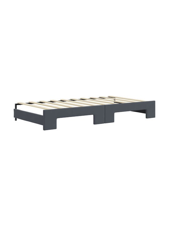 Kinderbett Bett Einzel Mit Samt Dunkelgrau Mit Lattenrost & Matratze 90x190cm