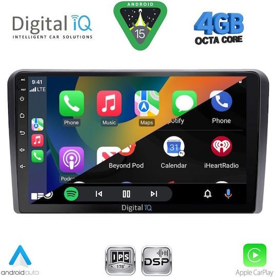 Digital IQ Car Audio System for Audi A3 2003-2012 (Bluetooth/USB/WiFi/GPS/Apple CarPlay/Android Auto) with 9" Touch Screen