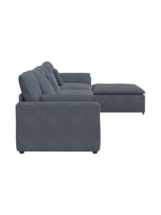 Corner Velvet Couch Dark Gray 324x205x64cm