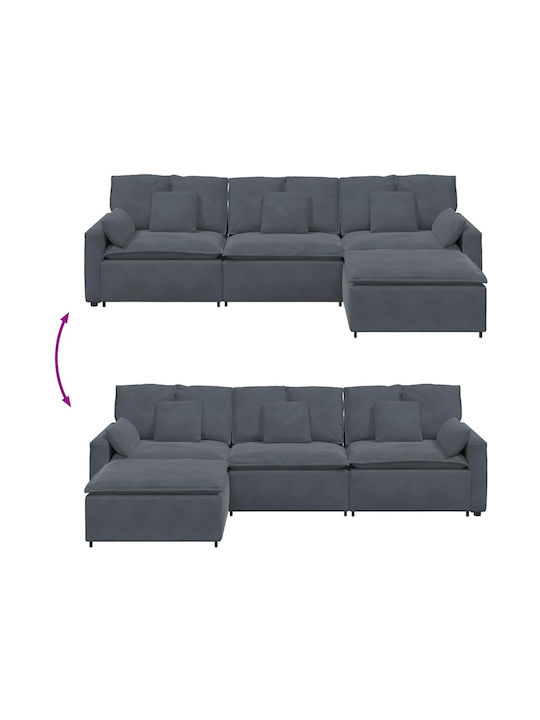 Corner Velvet Couch Dark Gray 324x205x64cm