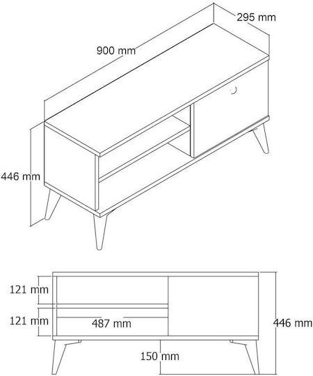 Stand TV Alb L90xA30xÎ45cm
