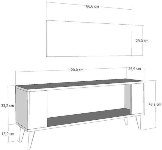 Έπιπλο Τηλεόρασης Πολύχρωμο Μ120xΠ26xΥ48cm