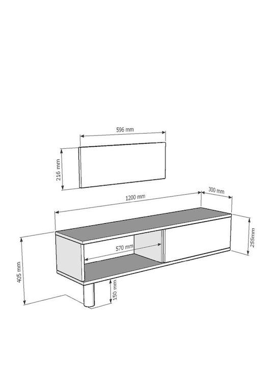 Gray TV Stand L120xD30xH41cm