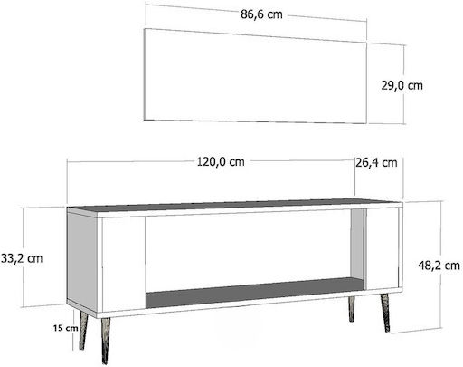 Έπιπλο Τηλεόρασης Πολύχρωμο Μ120xΠ26xΥ48cm