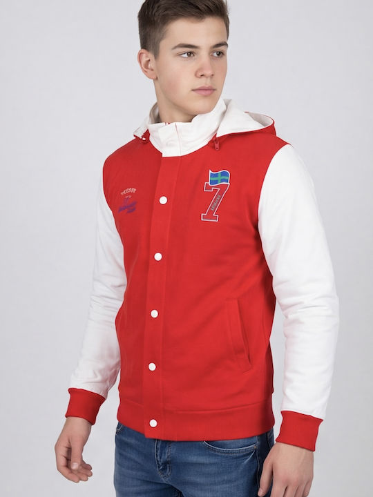Men's Cardigan Hooded Red