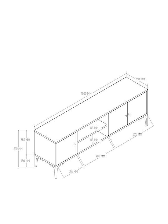 TV-Ständer Gelbes M150xP35xH51cm