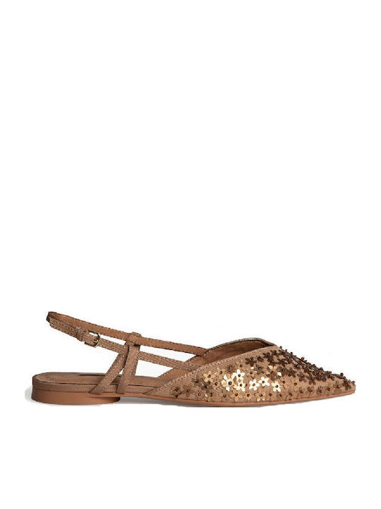Γυναικείες Μπαλαρίνες Slingback σε Καφέ Χρώμα