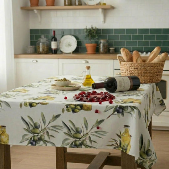 Τραπεζομάντηλο Βαμβακερό Αλέκιαστο Olive 140x180εκ.