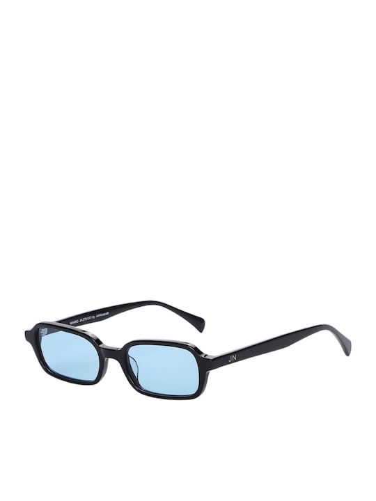 JohNocera Women's Sunglasses With Black Horn-Rimmed Frame And Light Blue Lens JN-mambo-c01