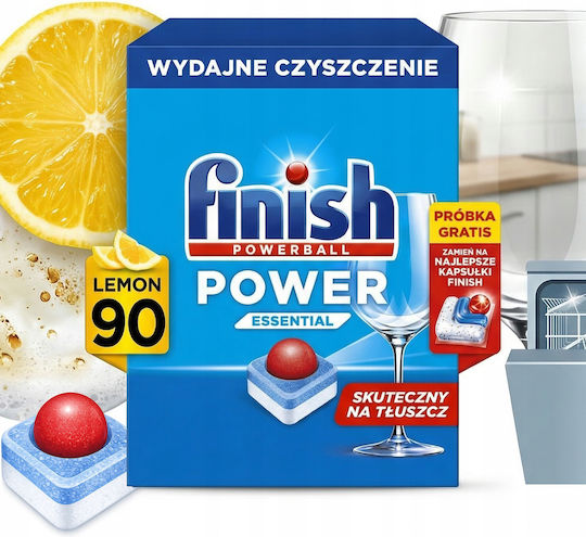 Finish Finish Powerball Power Essential Lemon Ταμπλέτες Πλυντήριο Πιάτων 90 Τεμάχια