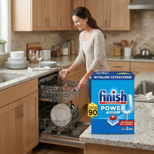 Finish Finish Powerball Power Essential Lemon Ταμπλέτες Πλυντήριο Πιάτων 90 Τεμάχια