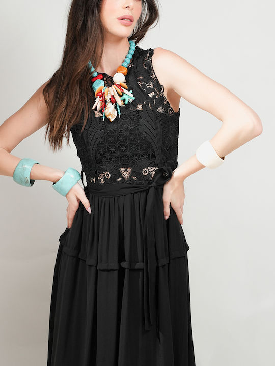 Sommer Midi Damenkleid Schwarz