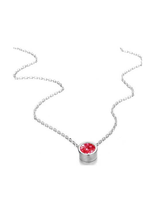 October Moon Tourmaline Necklace with Pink Silver Crystal Κολιέ από Ροζ Επιχρυσωμένο Ασήμι October Moon Tourmaline Necklace with Pink Silver Crystal Κολιέ από Ροζ Επιχρυσωμένο Ασήμι