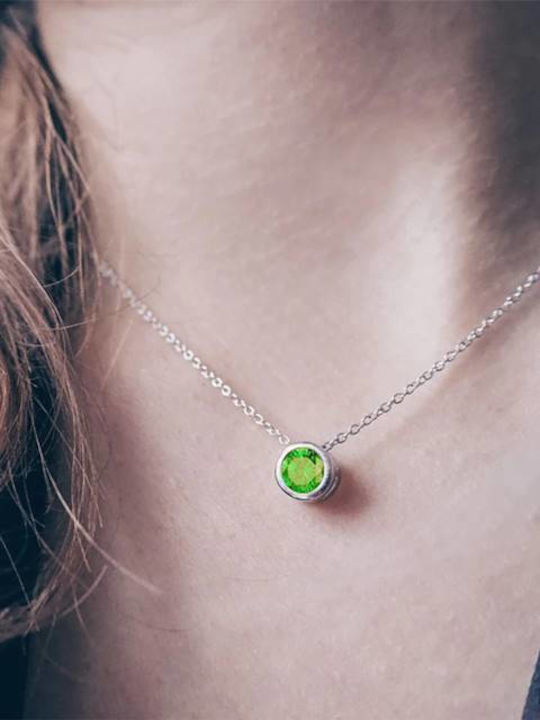 Peridot August Geburtsstein Halskette mit Hellgrüner Silber Kristall