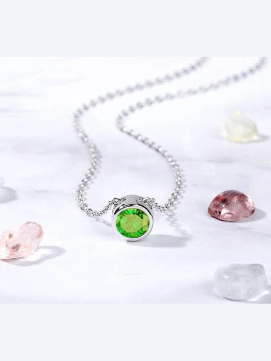 Peridot August Geburtsstein Halskette mit Hellgrüner Silber Kristall