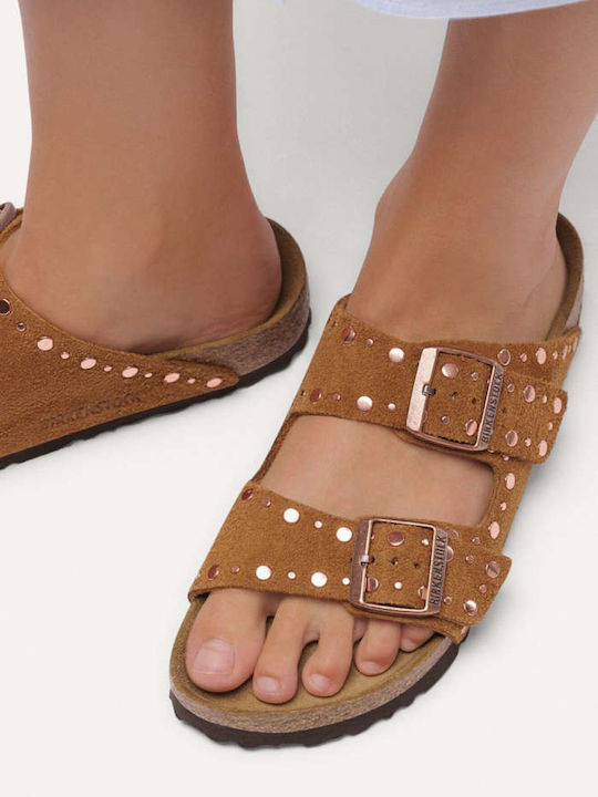 Rivet Flache Damen Anatomisch Sandalen Braun Schmale Passform