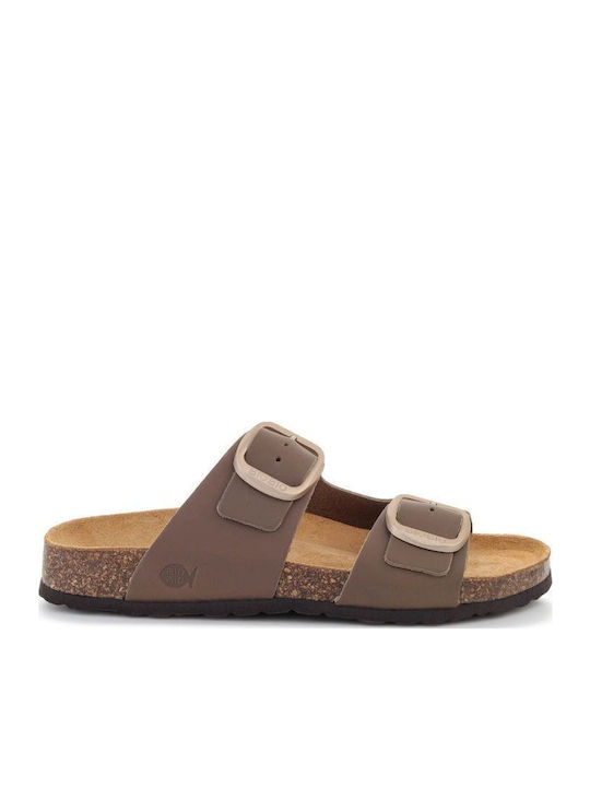 Leather Women's Flat Sandals Beige