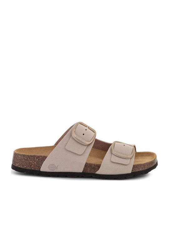 Leather Women's Flat Sandals Beige