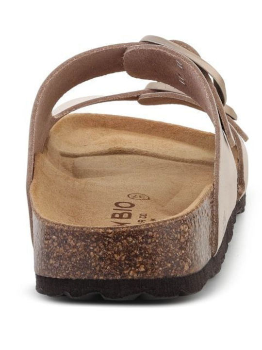 Leather Women's Flat Sandals Beige