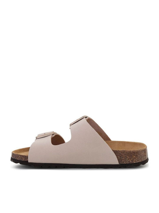 Leather Women's Flat Sandals Beige