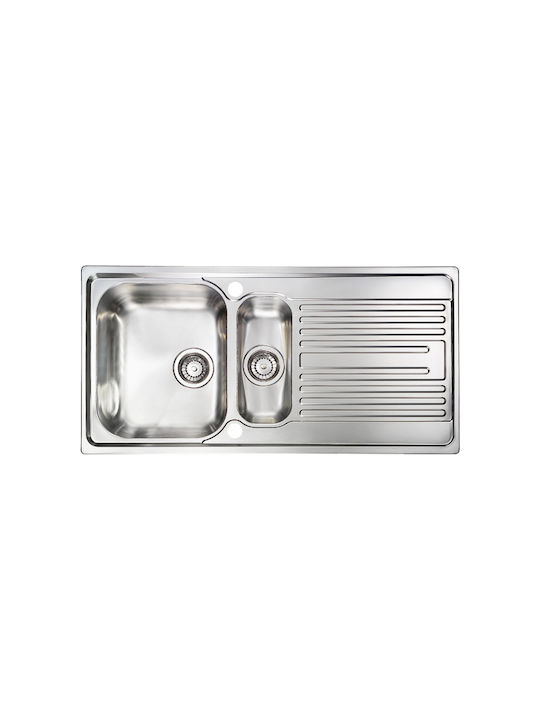 Sanitec Atlantic Kitchen Sink Vessel Left Handed Inox 100x50cm Silver