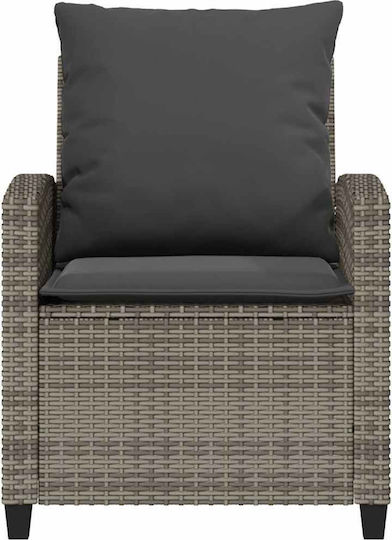 Outdoor Chair Rattan Gray with Cushion 4 Pieces